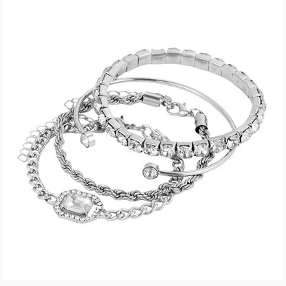 Bohemian 4-Piece Crystal Bracelet Set – Twisted Cuff Armband