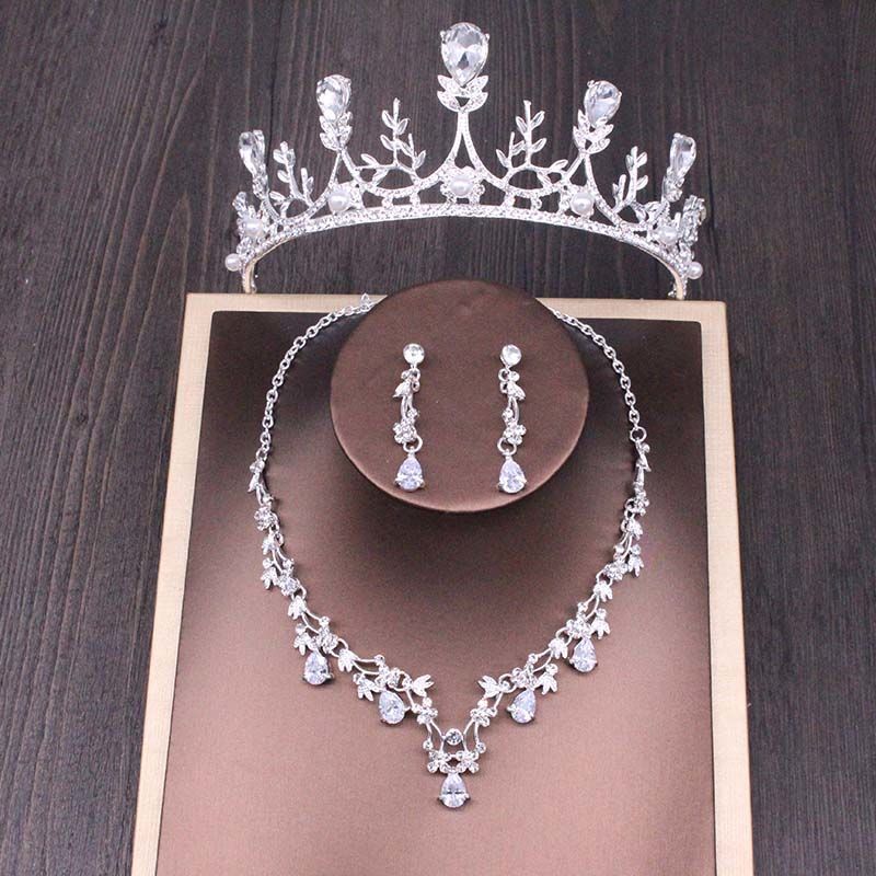 Bridal Rhinestone Crown & Necklace Set