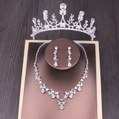 Bridal Rhinestone Crown & Necklace Set