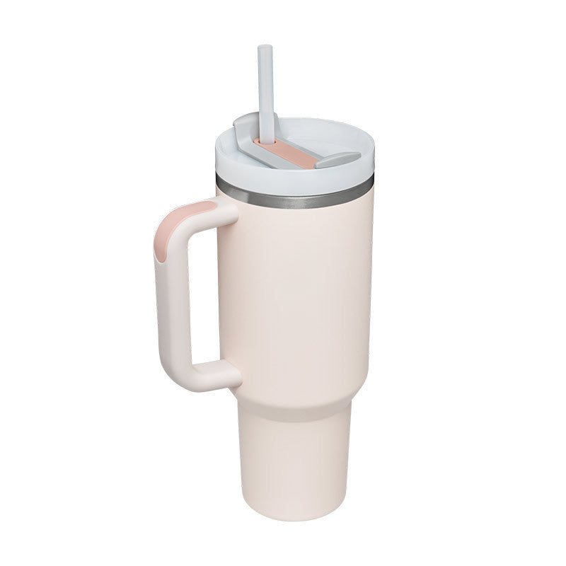 40 oz Insulated Tumbler with Handle & Straw – Stainless Steel Spill-Proof Travel Mug for Car, Office, Gym