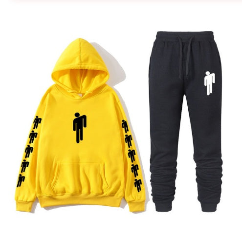 Billie Eilish Print Hoodie & Pants Set – Unisex Hip Hop Sweatshirt