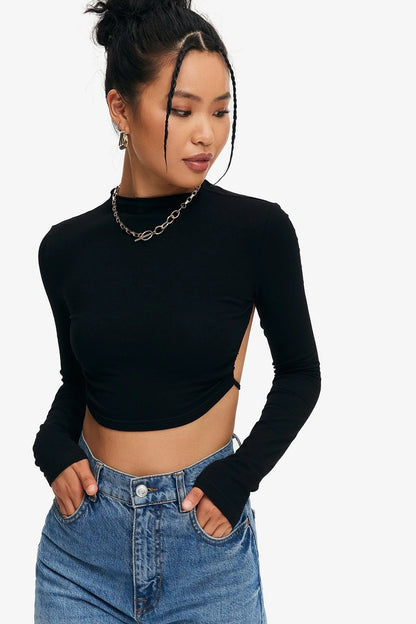Women’s Solid Tie Backless Crop Top