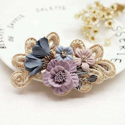 Handmade Bow Hair Clip – Pearl & Flower Hair Accessory for Girls