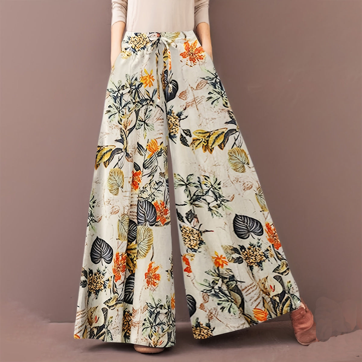 Plus Size Botanical Wide Leg Pants