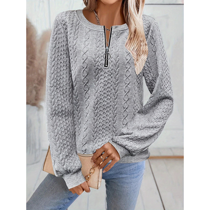 Women’s Textured Half Zip Pullover Sweatshirt