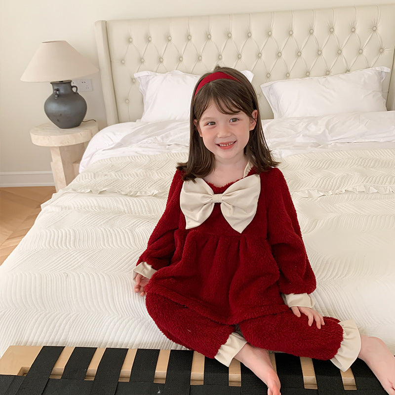 Coral Velvet Princess Two-Piece Homewear – Little Girl Set