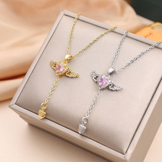 Cupid Heart Angel Wings Necklace – Valentine’s Jewelry Gift