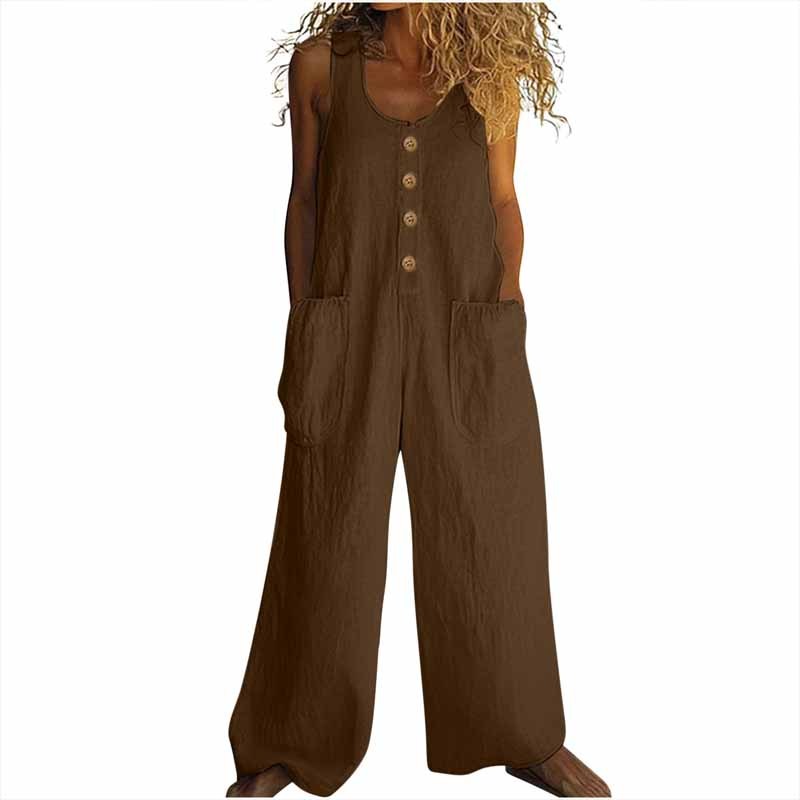 Women’s Elegant Wide-Leg Button Front Jumpsuit