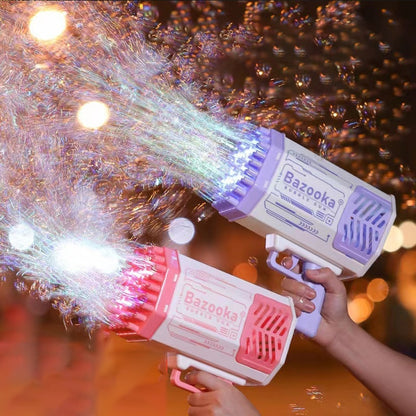 Rocket Bubble Gun – 69 Holes Automatic Bubble Machine with Lights