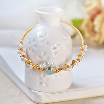 Gold Pearl Bracelet – Vintage Braided Fashion Cuff
