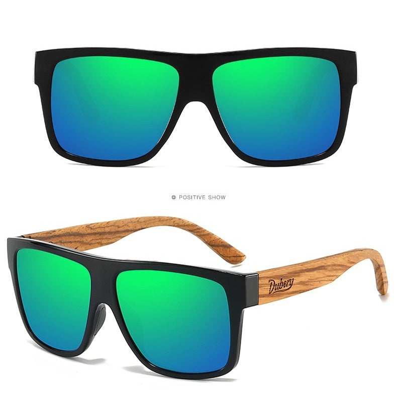 DUBERY Cross-border New Arrival Zebra Print Wood Glasses Men Women Black Walnut Polarized Sunglasses D240