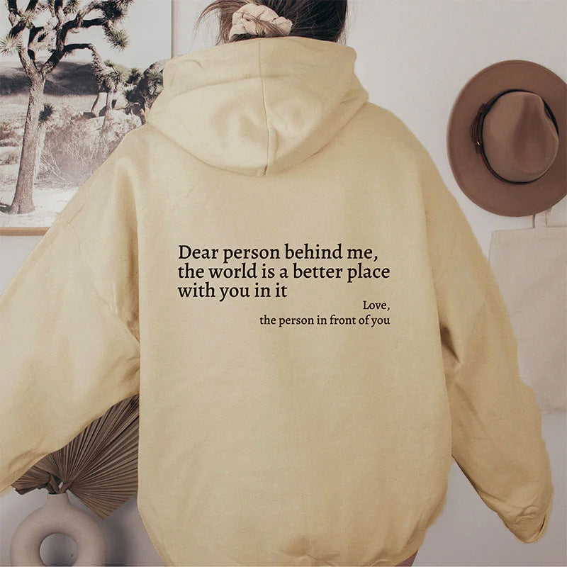 Women’s Plush Letter Print Hoodie with Kangaroo Pocket