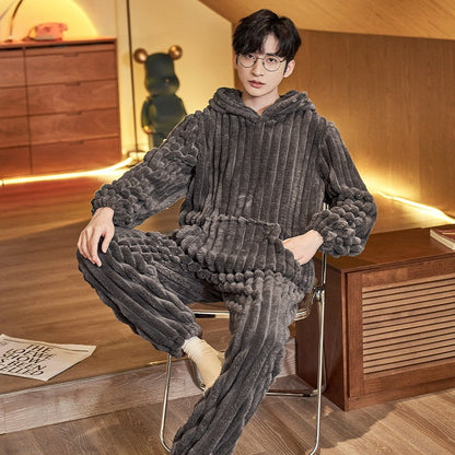 Men’s Warm Homewear Set – Cozy Large Winter Clothing