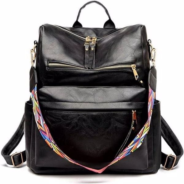 PU Leather Backpack – Stylish Casual Travel Bag for Women