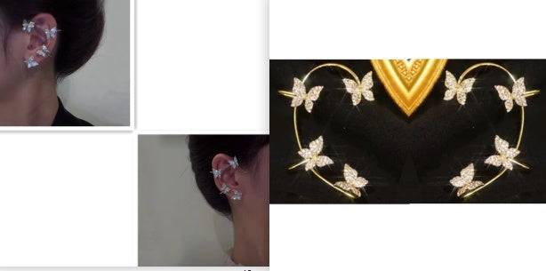 Butterfly Ear Clip and Hook Earrings – Women’s Fashion Jewelry
