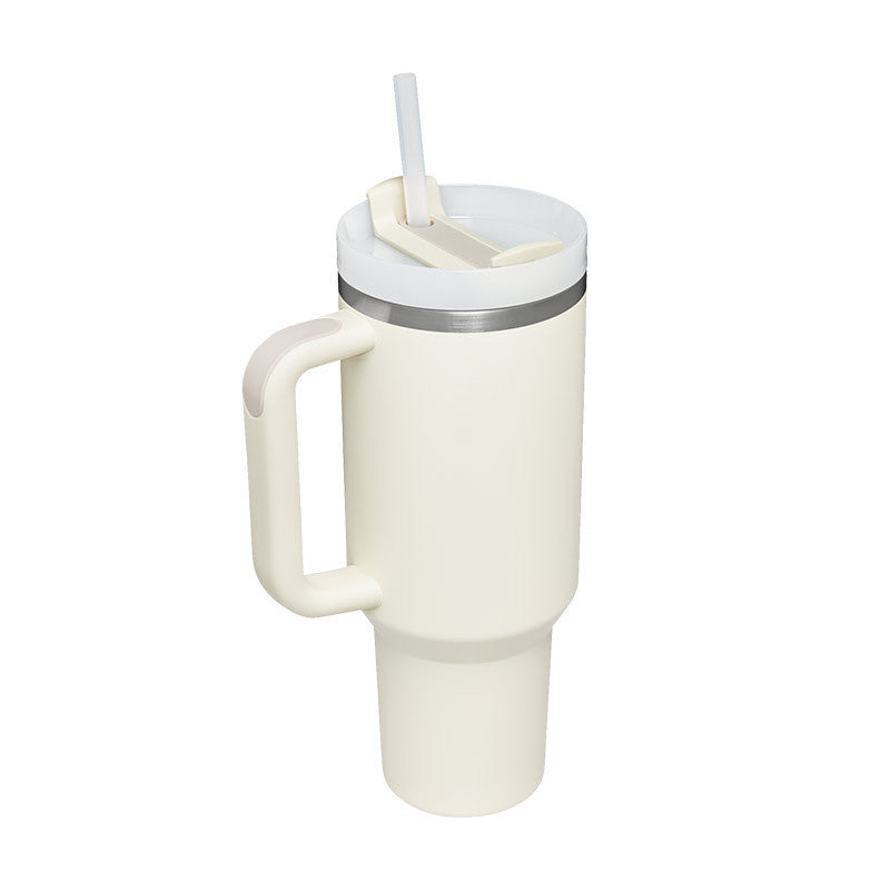 40 oz Insulated Tumbler with Handle & Straw – Stainless Steel Spill-Proof Travel Mug for Car, Office, Gym