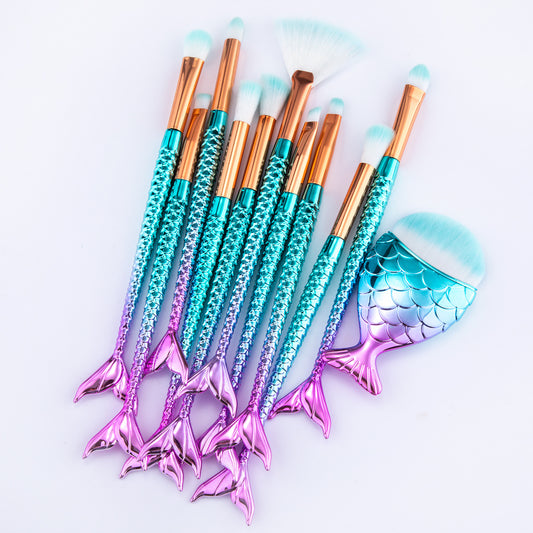 11Pcs Mermaid Makeup Brushes Set
