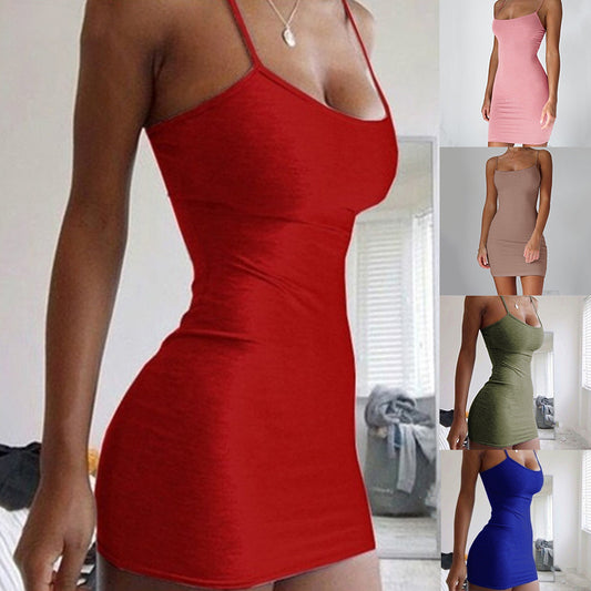 Women's Solid Color Halter Bodycon Mini Dress