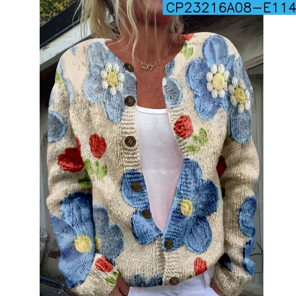 Women’s 3D Printed Knitted Cardigan