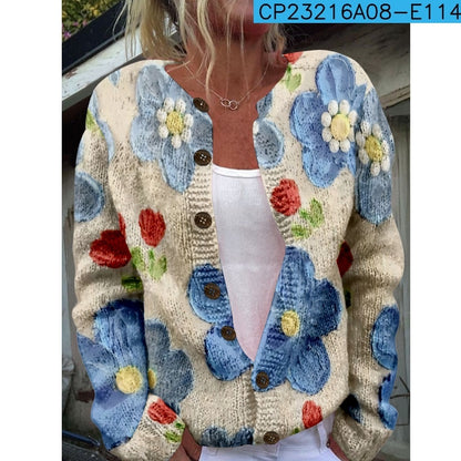Women’s 3D Printed Knitted Cardigan