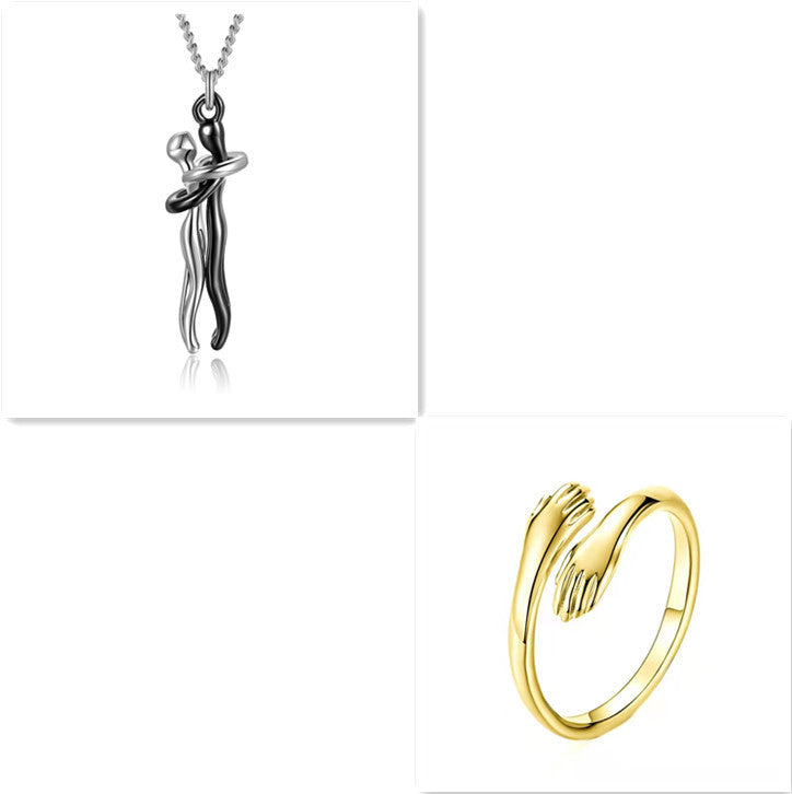 Love Hug Necklace for Couples – Unisex Jewelry Gift for Men and Women