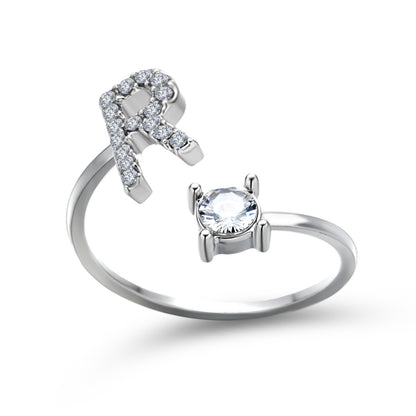 Adjustable Initial Letter Ring for Women – Elegant Fashion Jewelry