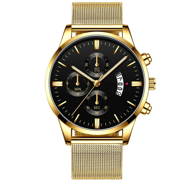 Men’s Luxury Business Quartz Watch – Mesh Band Design