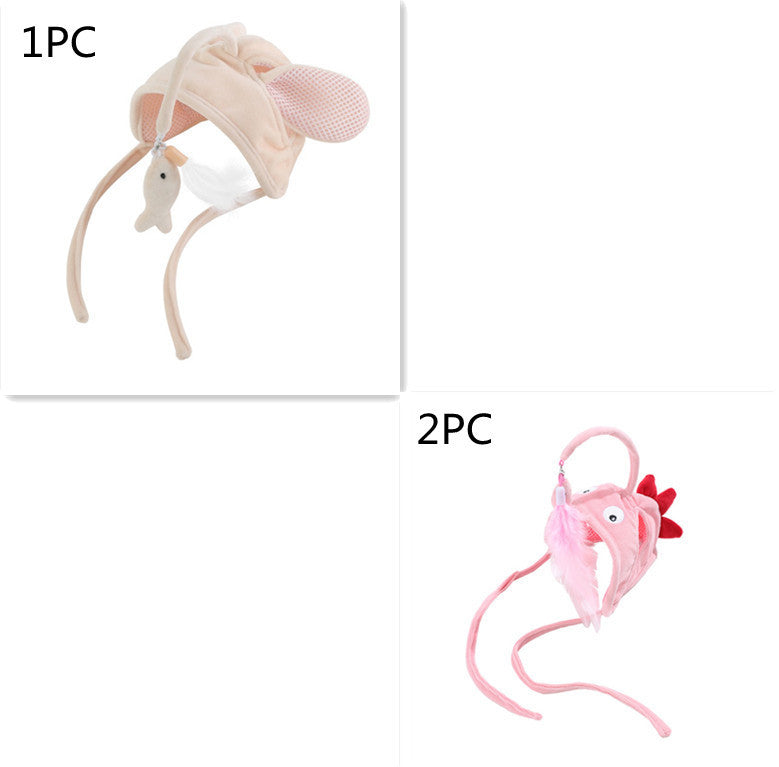 Head-Wear Feather Cat Toy Stick