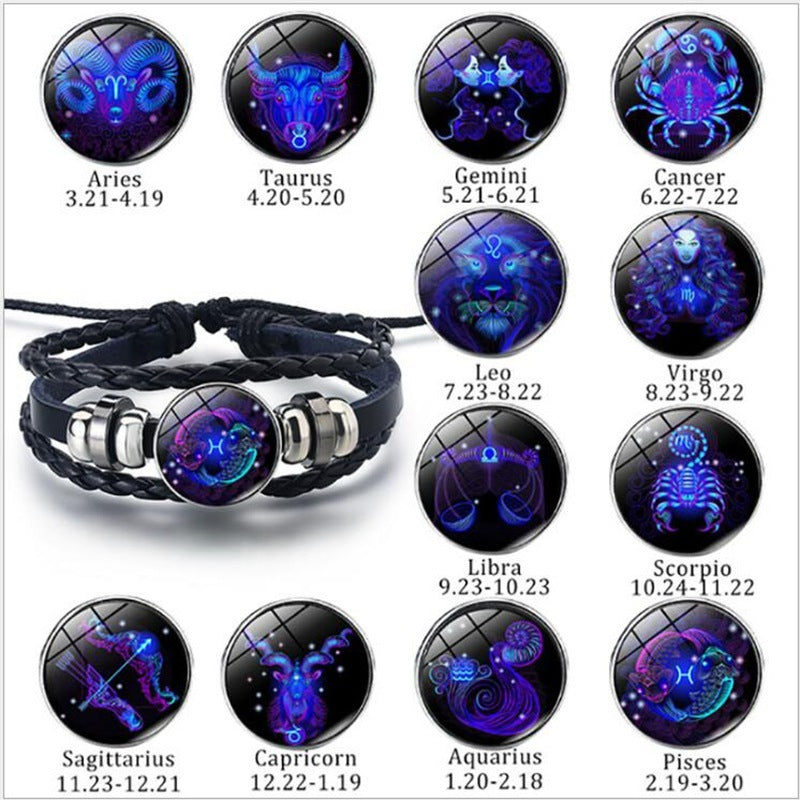 Zodiac Constellation Braided Bracelet – Unisex Jewelry