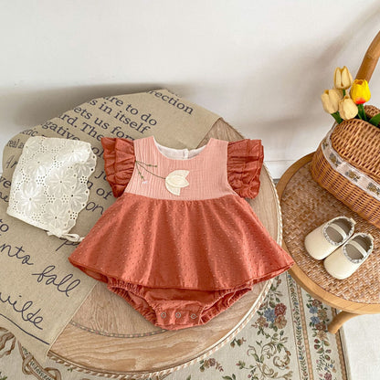 Kids Summer Embroidered Princess Romper Dress