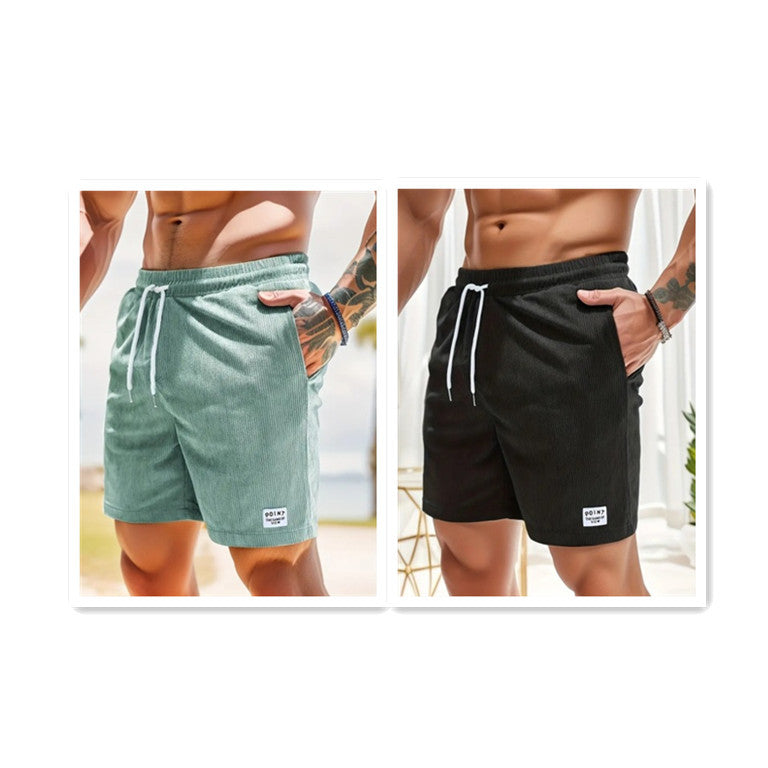 Men’s Lace-Up Corduroy Shorts – Summer Sports Pants
