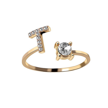 Adjustable Initial Letter Ring for Women – Elegant Fashion Jewelry