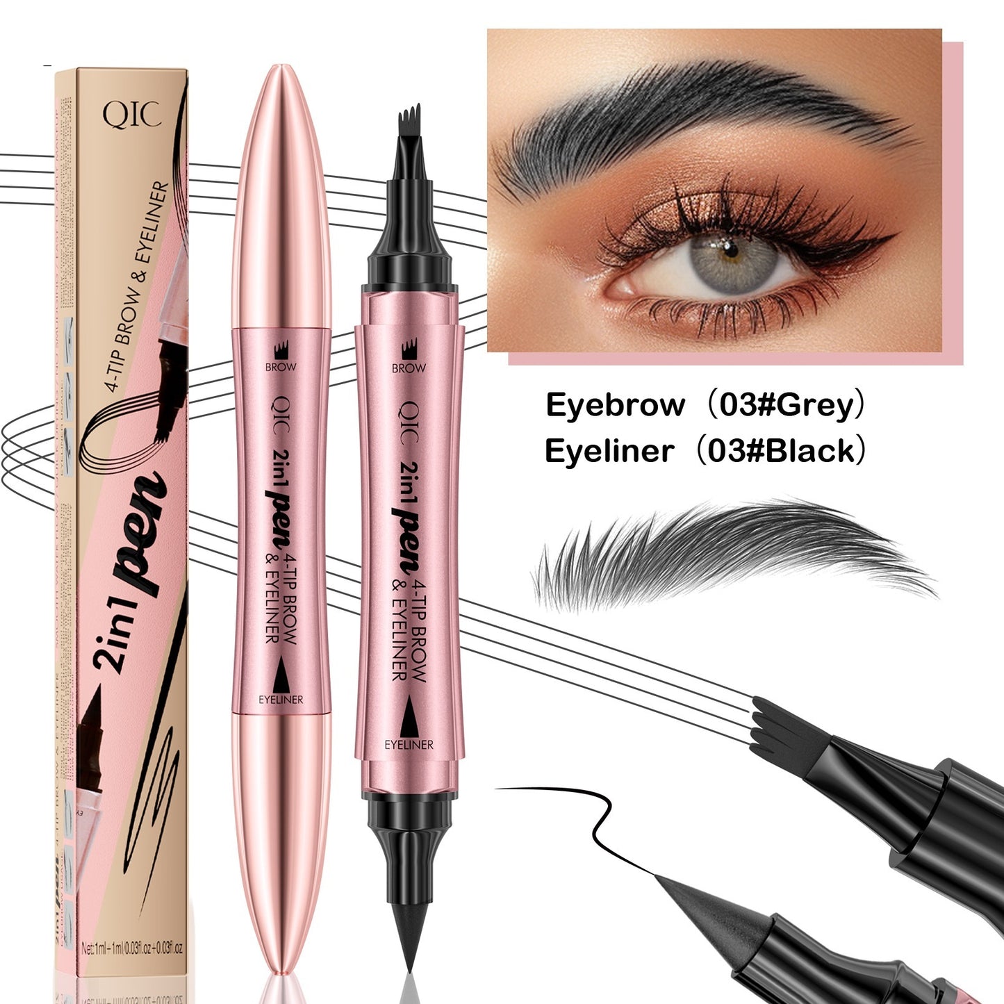 2-in-1 Dual Head Liquid Eyebrow Pencil & Eyeliner