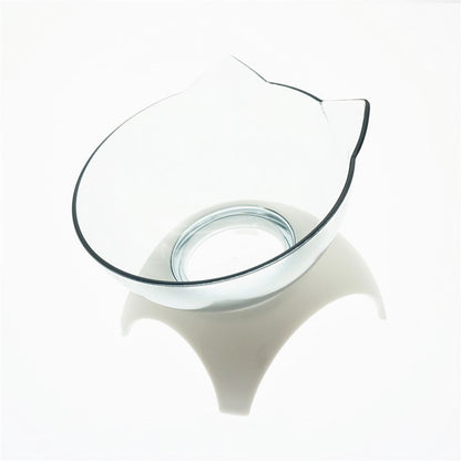Non-Slip Double Cat & Dog Bowl with Raised Stand – Transparent Pet Feeder for Healthy Eating & Cervical Protection