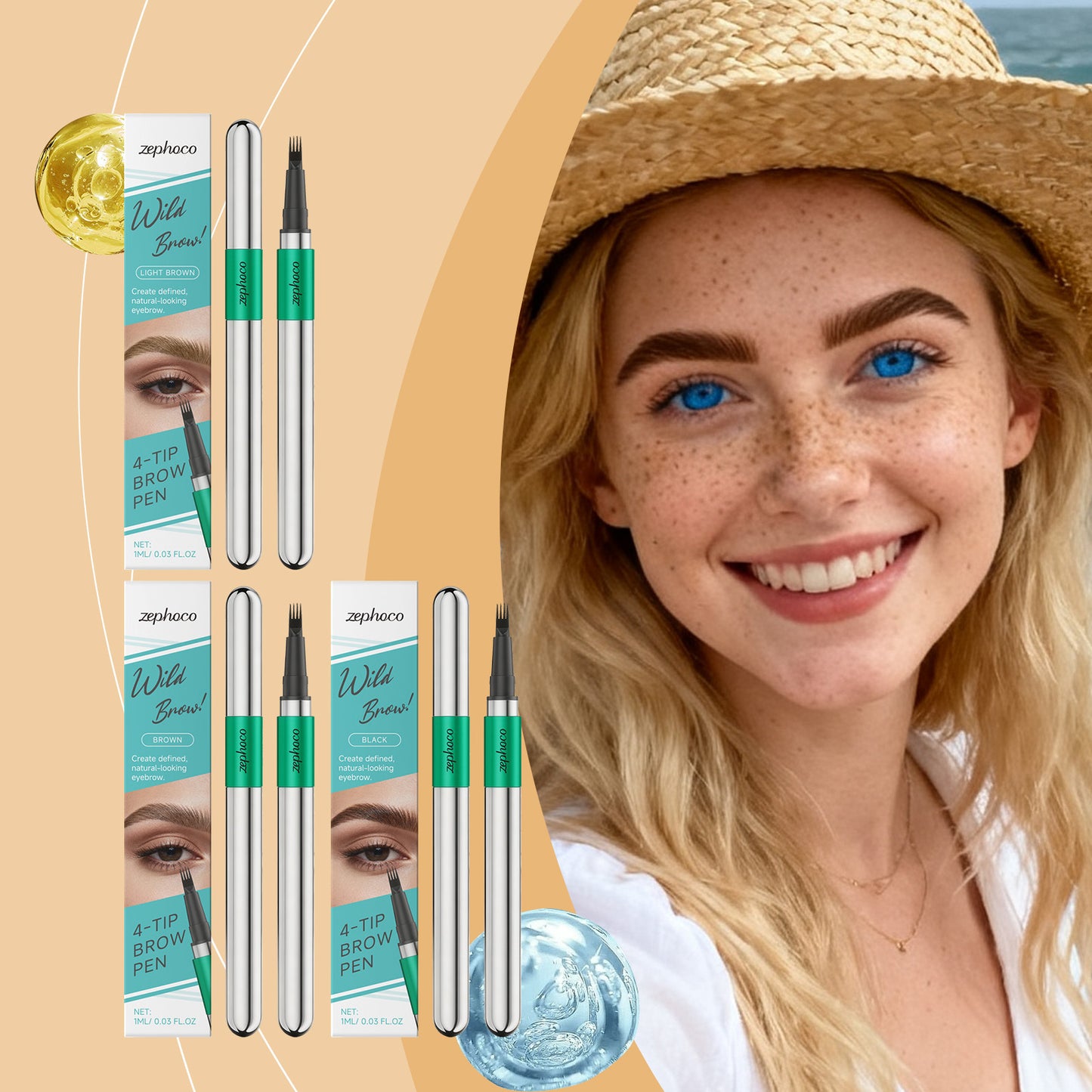 3D Four-Pronged Eyebrow Pencil