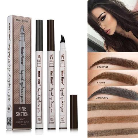 Waterproof 4-Claw Eyebrow Pen – Natural Fork Tip Tattoo Brow Pencil