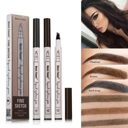 Waterproof 4-Claw Eyebrow Pen – Natural Fork Tip Tattoo Brow Pencil