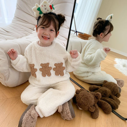 White Flannel Winter Pajamas – Girls’ Cozy Sleepwear Set