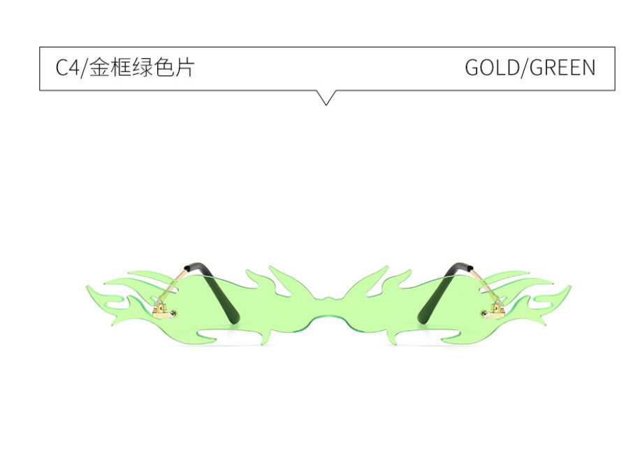 Flame One-piece Sunglasses Men And Women Catwalk Decorative Sunglasses