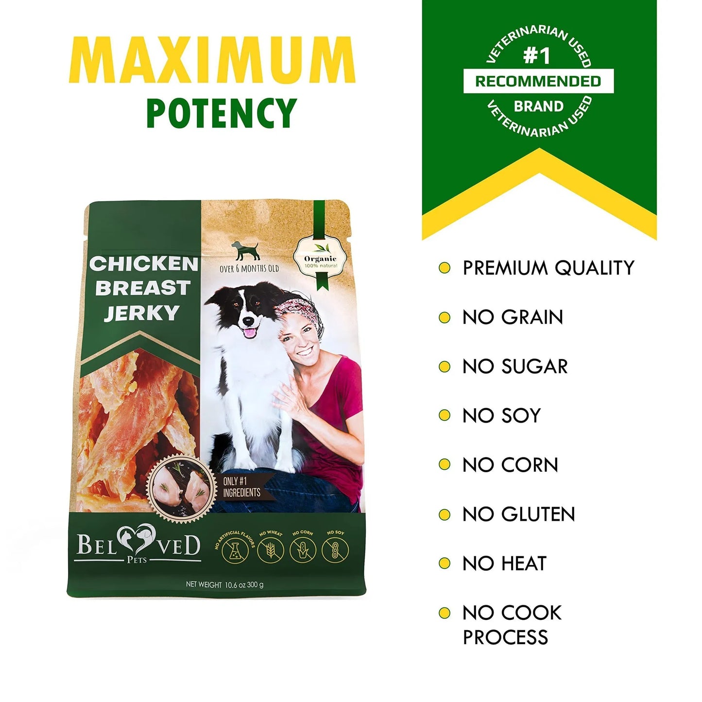 Chicken Jerky Dog Treats – All Natural Grain-Free High Protein Pet Snacks (300g)
