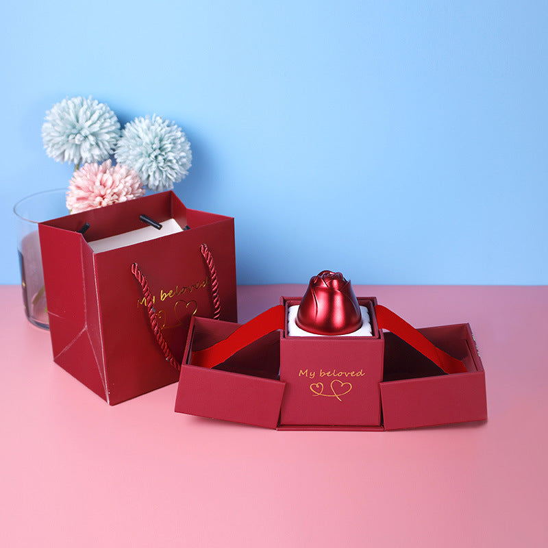 Valentine’s Day Metal Rose Jewelry Box – Necklace Gift