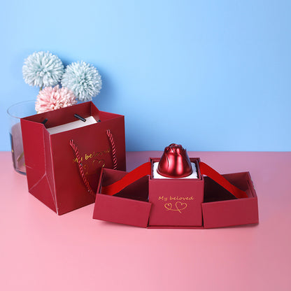 Valentine’s Day Metal Rose Jewelry Box – Necklace Gift