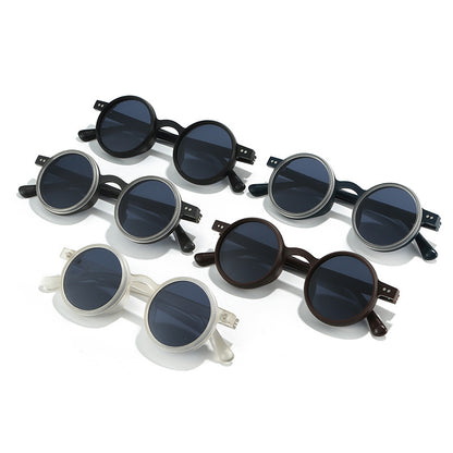 Adjustable Zoom Round Frame Polarized Sunglasses For Men
