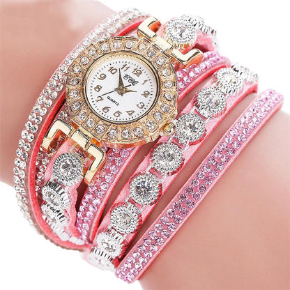 Women’s Quartz PU Leather Rhinestone Watch – Bracelet Style