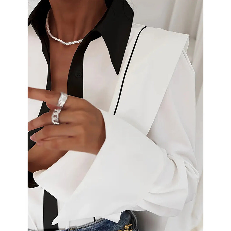 Women’s Black & White Colorblock Shirt