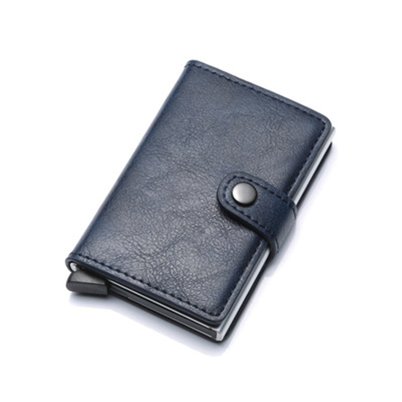 RFID Vintage Men’s Wallet – Aluminum Card Holder with Leather Cover