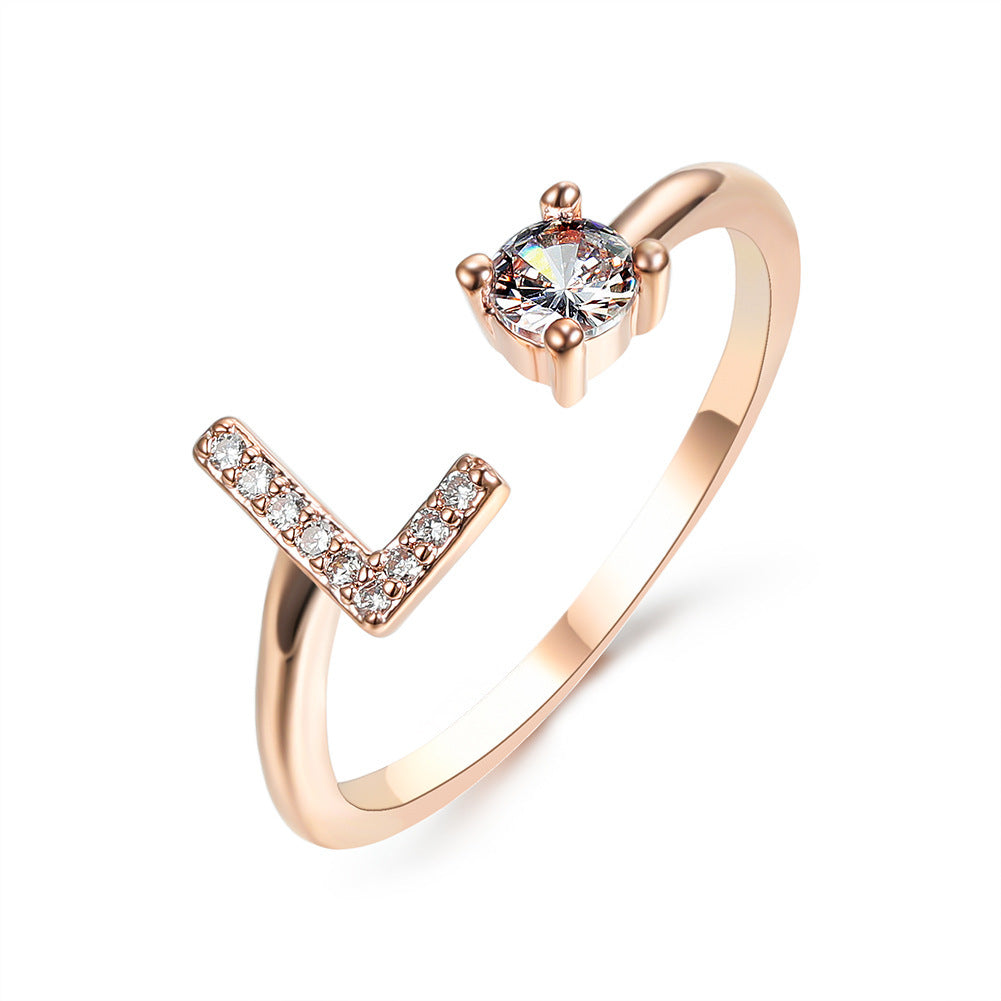 Adjustable Initial Letter Ring for Women – Elegant Fashion Jewelry