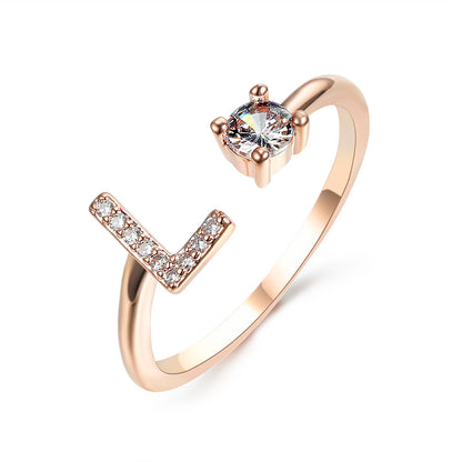 Adjustable Initial Letter Ring for Women – Elegant Fashion Jewelry