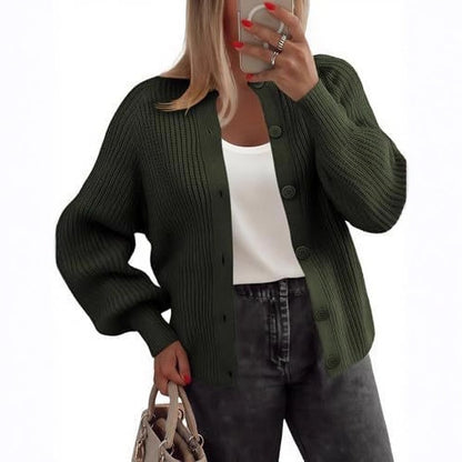 Women’s Round Neck Buckle Cardigan