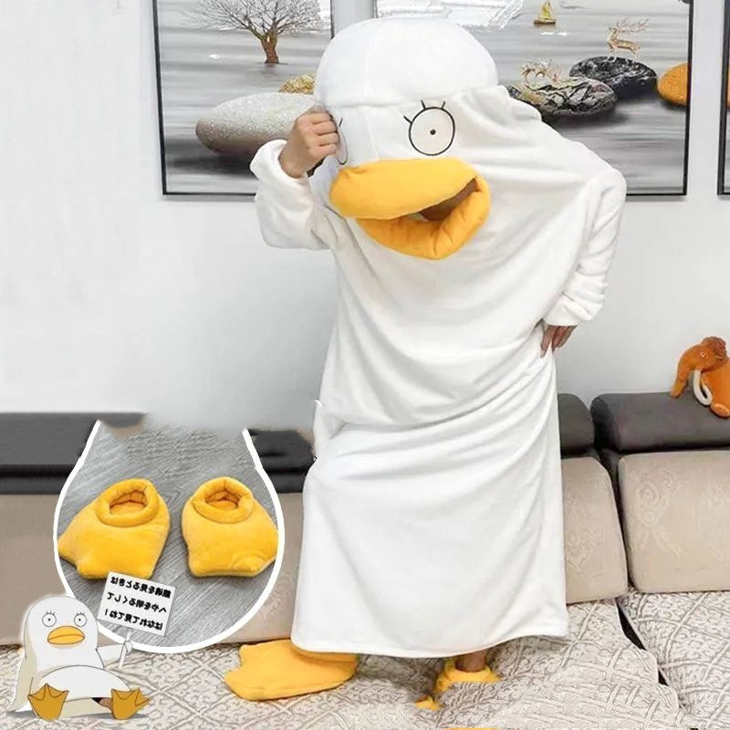 Winter Duck Onesie Pajamas – Funny Cozy Sleeping Bag for Men & Women